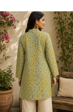 LIGHT GREEN Rayon DIGITAL PRINTED KURTI  3