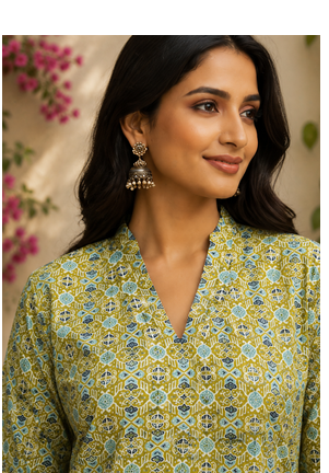 LIGHT GREEN Rayon DIGITAL PRINTED KURTI  4