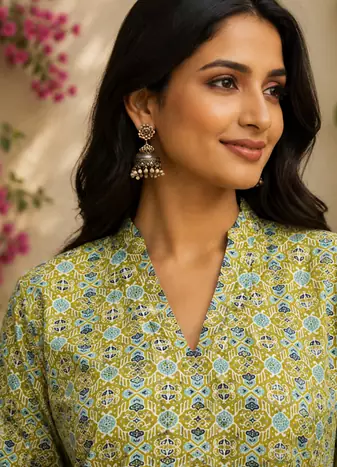 LIGHT GREEN Rayon DIGITAL PRINTED KURTI 