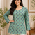 SEA GREEN  REYON WITH DIGITAL PRINTED STYLISH WEAR KURTI 