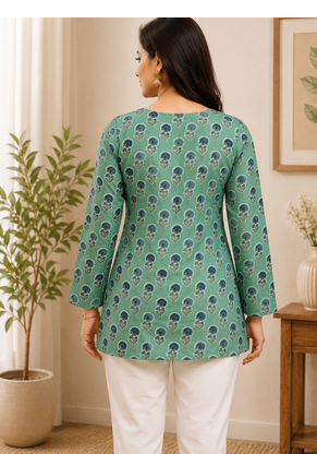 SEA GREEN Rayon DIGITAL PRINTED KURTI  3