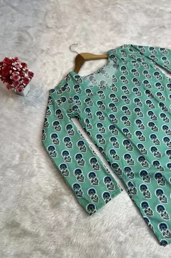 SEA GREEN Rayon DIGITAL PRINTED KURTI 