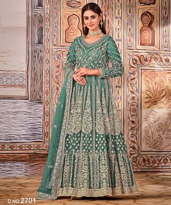 TEAL HEAVY NET GOWN  1