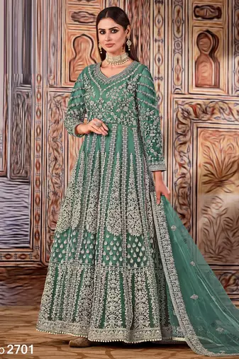TEAL HEAVY NET GOWN 