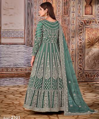 TEAL HEAVY NET GOWN  3