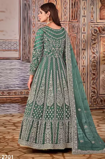TEAL HEAVY NET GOWN 