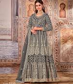 Grey Heavy Cording Work Net Gown