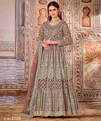 beige Heavy Cording Work Net Gown 1