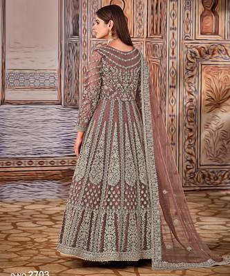 beige Heavy Cording Work Net Gown 3