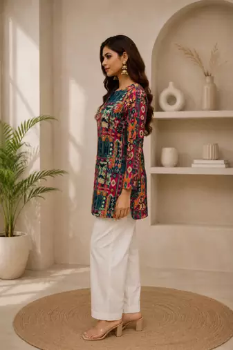 MULTICOLOR Rayon DIGITAL PRINTED KURTI 