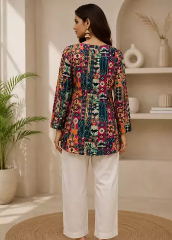 MULTICOLOR Rayon DIGITAL PRINTED KURTI 