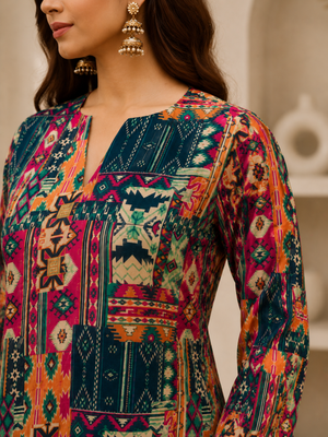 MULTICOLOR Rayon DIGITAL PRINTED KURTI  4