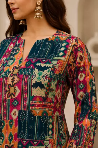 MULTICOLOR Rayon DIGITAL PRINTED KURTI 