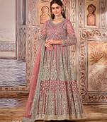 pink Heavy Cording Work Net Gown