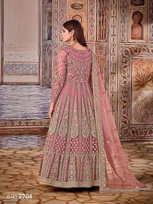 pink Heavy Cording Work Net Gown 3