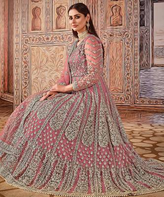 pink Heavy Cording Work Net Gown 4