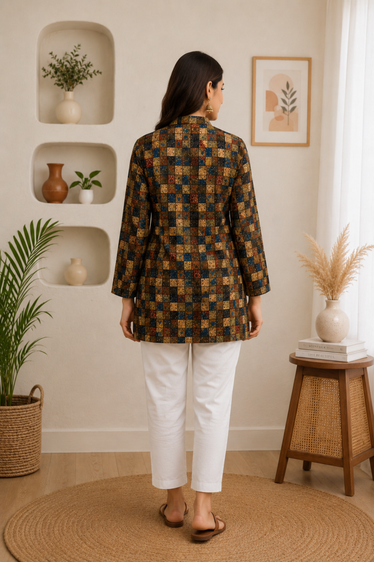 MULTICOLOR  REYON WITH DIGITAL PRINTED STYLISH WEAR KURTI 