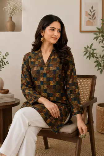 MULTICOLOR Rayon DIGITAL PRINTED KURTI 