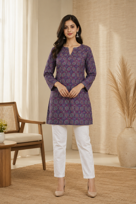 LAVENDER Rayon DIGITAL PRINTED KURTI  1