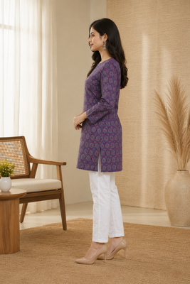 LAVENDER Rayon DIGITAL PRINTED KURTI  2