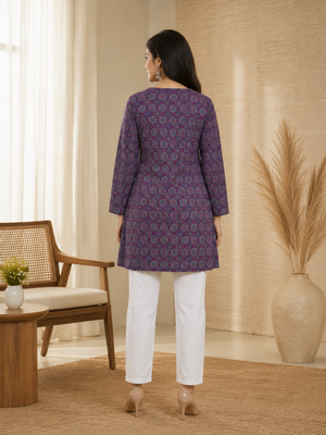 LAVENDER Rayon DIGITAL PRINTED KURTI  3