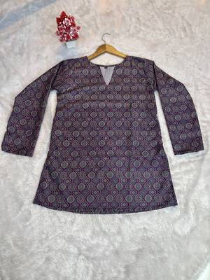 LAVENDER Rayon DIGITAL PRINTED KURTI  5