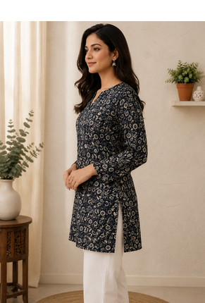 BLACK Rayon DIGITAL PRINTED KURTI  2