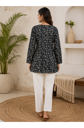 BLACK Rayon DIGITAL PRINTED KURTI  3