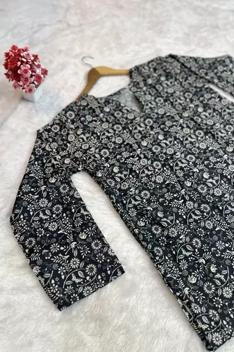 BLACK Rayon DIGITAL PRINTED KURTI 