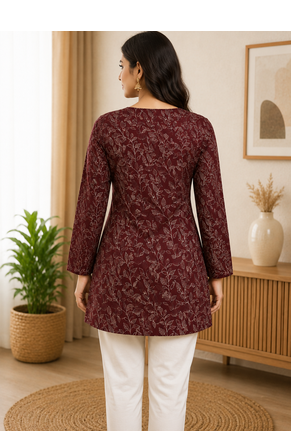 MAROON Rayon DIGITAL PRINTED KURTI  3