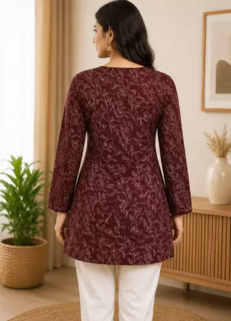 MAROON Rayon DIGITAL PRINTED KURTI 