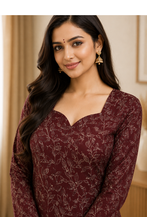 MAROON Rayon DIGITAL PRINTED KURTI  4