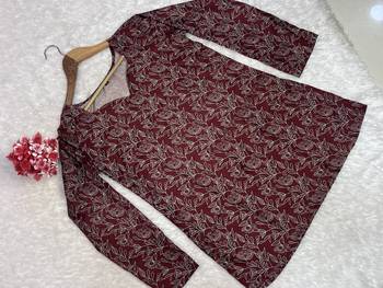 MAROON Rayon DIGITAL PRINTED KURTI  5