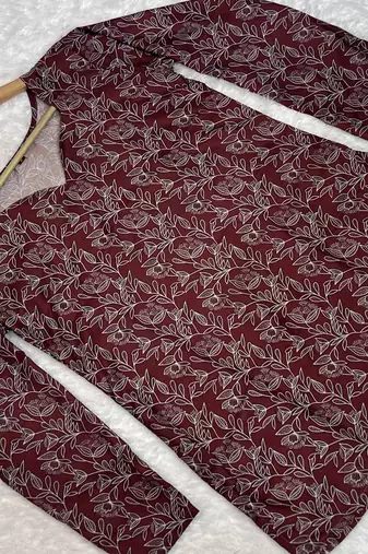 MAROON Rayon DIGITAL PRINTED KURTI 