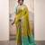  LIGHT YELLOW patola silk blend saree with print & rich pallu