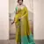  LIGHT YELLOW patola silk blend saree with print & rich pallu