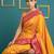 orange soft silk blend with gold zari motifs zari woven saree 