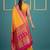 orange soft silk blend with gold zari motifs zari woven saree 