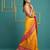 orange soft silk blend with gold zari motifs zari woven saree 