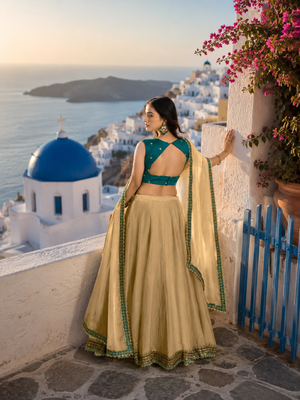 Designer Fendi Lehenga Choli with Sequins Embroidery Work Dupatta Set 2