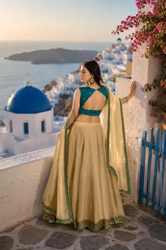 Designer Fendi Lehenga Choli with Sequins Embroidery Work Dupatta Set