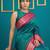 teal green soft silk blend with gold zari motifs zari woven saree 