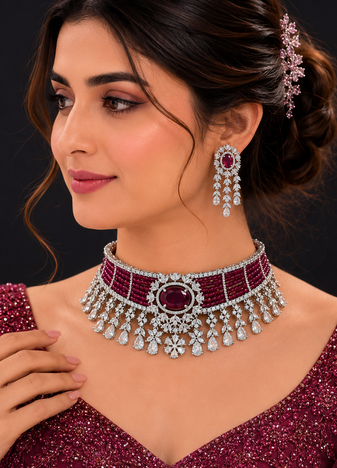 Celestia American Diamond Choker Set
