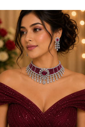 Celestia American Diamond Choker Set 3