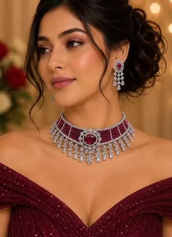 Celestia American Diamond Choker Set