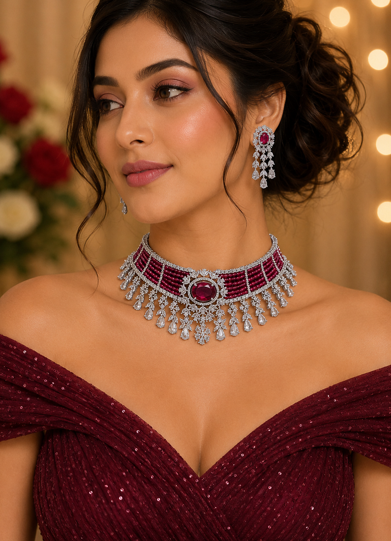Celestia American Diamond Choker Set