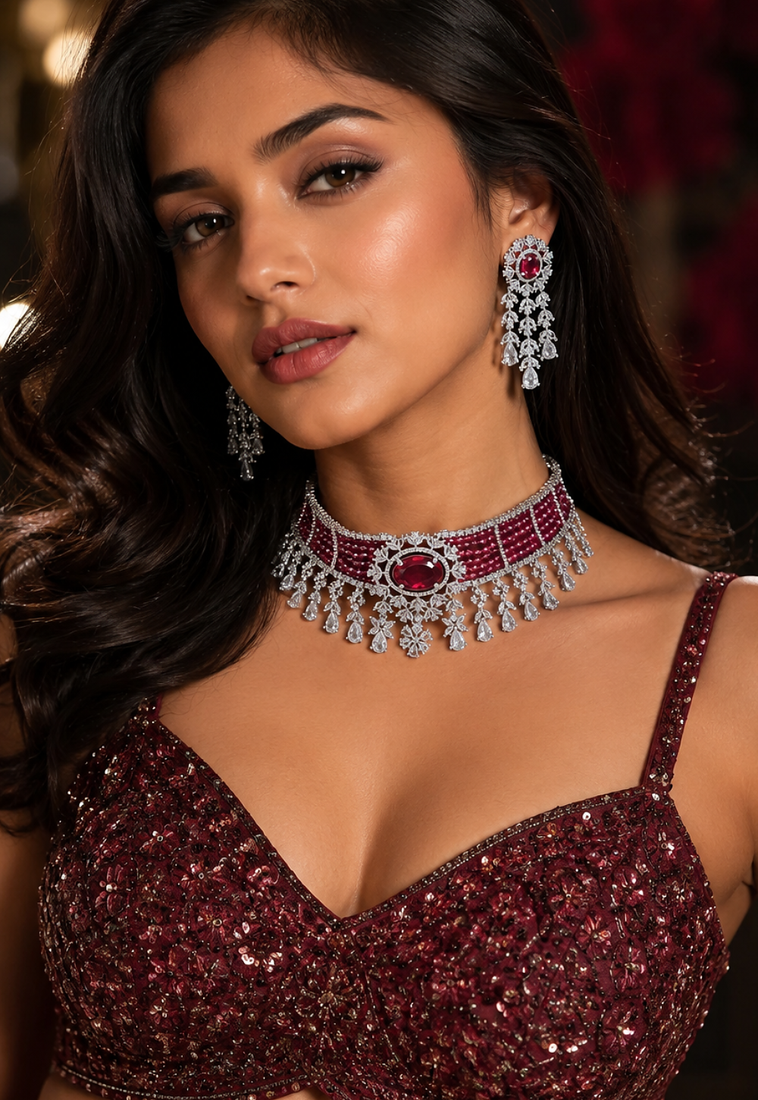 Celestia American Diamond Choker Set