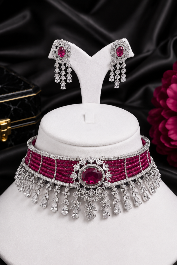 Celestia American Diamond Choker Set
