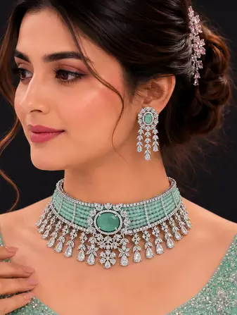 Imperial CZ Stone Choker Necklace Set