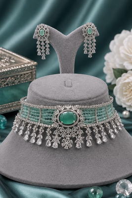 Imperial CZ Stone Choker Necklace Set 2